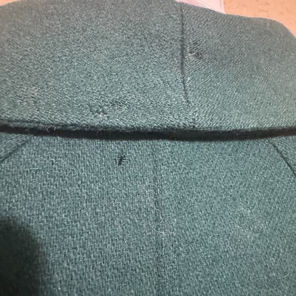Vintage Portrait 100% Wool Coat Forest Green Sz 14 Petite Long belted FLAWS - Picture 11 of 15